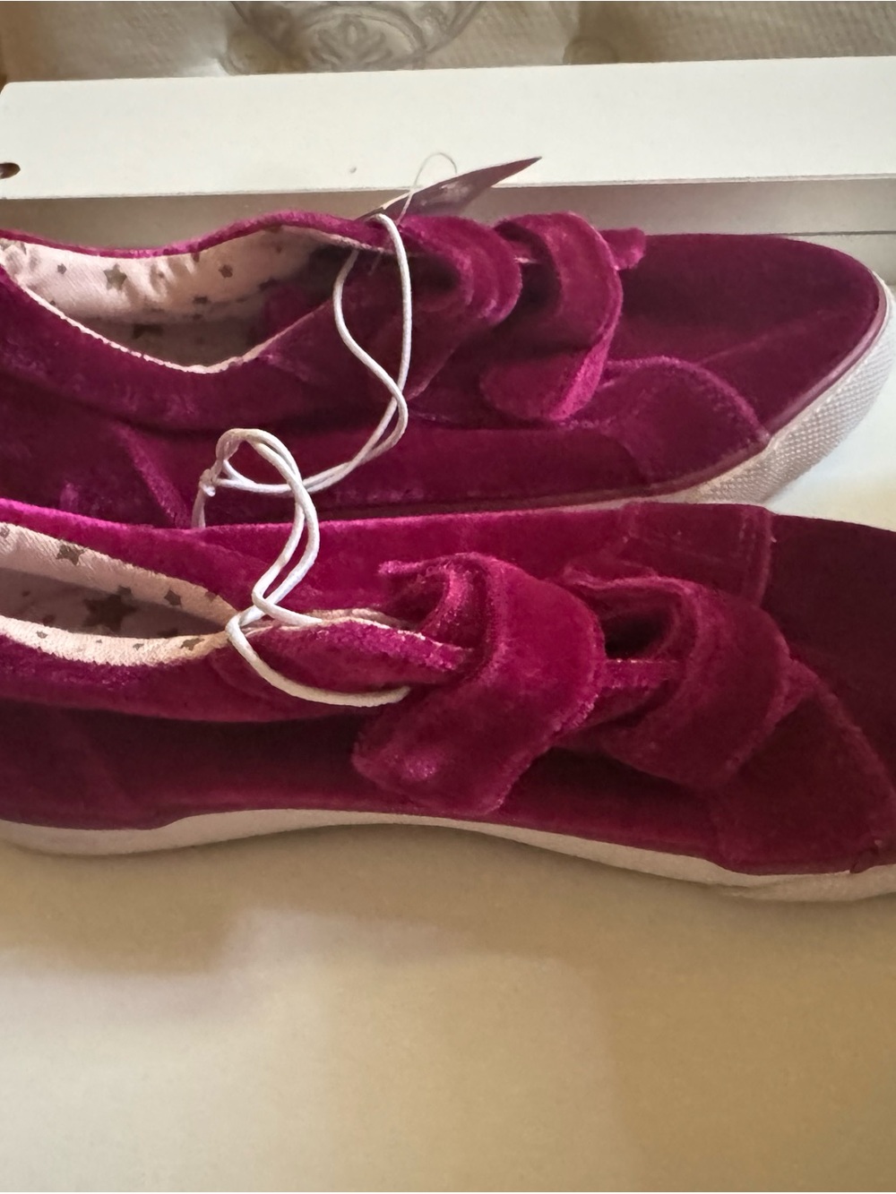 Cat & Jack Velvet Bow Slip-On Sneakers in Magenta